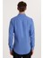 Erkek Slim Fit Dar Kesim %100 Pamuk Keten Doku Düğmeli Yaka Koyu Mavi Gömlek 5