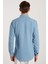 Erkek Slim Fit Dar Kesim %100 Pamuk Keten Doku Düğmeli Yaka Mavi Gömlek 5