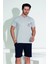 Erkek Şort Tshirt Pijama Takımı 25255 Gri 1