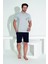 Erkek Şort Tshirt Pijama Takımı 25255 Gri 3