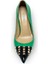 Krıste Bell 018 Yeşil Siyah Rugan Troklu Sivri Burun Ince Topuklu Önü Taşlı Kadın Ayakkabı 2
