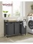 Çamaşır Sepeti 3 Bölmeli, Raflı Çamaşır Sepeti, Çamaşır Kutusu, Oxford Kumaştan Çekilebilir Çamaşır Torbası Çıkarılabilir, Metal Çerçeve, 3 x 38 L, 92,5 x 33 x 72 Cm, Siyah-Gri BLH301G01 1