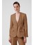 Camel Tek Düğmeli Kadın Blazer Ceket 2