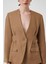 Camel Tek Düğmeli Kadın Blazer Ceket 5