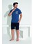 Erkek Şort Tshirt Pijama Takımı 25256 Lacivert 3