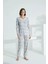Angelique V Yaka Uzun Kol Kadın Pijama Takım 22004 4