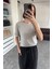 Renk Detay Triko Tshirt- Gri 3
