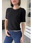Renk Detay Triko Tshirt- Siyah 2