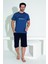 Erkek Şort Tshirt Pijama Takımı 25258 Lacivert 3