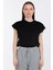 Düşük Kol Basic T-Shirt - Siyah 1