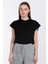 Düşük Kol Basic T-Shirt - Siyah 4