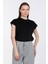 Düşük Kol Basic T-Shirt - Siyah 5