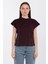 Düşük Kol Basic T-Shirt - Mürdüm 1