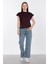 Düşük Kol Basic T-Shirt - Mürdüm 4