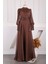 Kahverengi Yan Bağlamalı Kol Detaylı Abiye 1