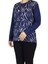 Kadın Önü Desenli Kol Düğme Detaylı Önü Kapalı Penye Bluz 3