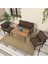 Hayal Serisi Balkon, Bahçe, Cafe - Metal Kanepe Koltuk Takımı - 2+1+1 90 x 60 cm Masalı - Kahverengi 1