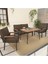 Hayal Serisi Balkon, Bahçe, Cafe - Metal Kanepe Koltuk Takımı - 2+1+1 90 x 60 cm Masalı - Kahverengi 2