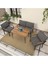 Hayal Serisi Balkon, Bahçe, Cafe - Metal Kanepe Koltuk Takımı - 2+1+1 90 x 60 cm Masalı - Koyu Gri 2