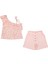 Pembe Fırfırlı Askılı Zebra Desen Şortlu Kız Çocuk Takım 1