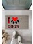 Dijital Baskı Gri Kırmızı Kalpli Patili I Love Dogs Dekoratif Kapı Paspası K-2076 1