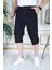 Lacivert Erkek Slim Fit Kapri Likralı Gabardin Diz Altı Kargo Cepli Bermuda Kapri 1