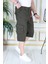 Haki Slim Fit Gabardin Kargo Cepli Kapri Şort Yandan Cepli Likralı Esnek Kumaş Erkek Kargo Şort Kapri Bermuda 1