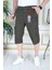 Haki Slim Fit Gabardin Kargo Cepli Kapri Şort Yandan Cepli Likralı Esnek Kumaş Erkek Kargo Şort Kapri Bermuda 4