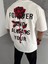 Bisiklet Yaka Baskılı Oversize T-Shirt - Beyaz 2