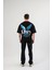 Bisiklet Yaka Baskılı Oversize T-Shirt - Siyah 4