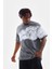 Bisiklet Yaka Baskılı Oversize T-Shirt - Gri 3