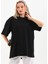 Bisiklet Yaka 20/1 Düz Oversize T-Shirt - Siyah 1