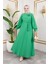 Gül Detaylı Tesettür ELBISE-5028 Benetton Yeşili 4