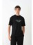 Bisiklet Yaka Baskılı Oversize T-Shirt - Siyah 1