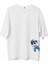 Bisiklet Yaka Baskılı Oversize T-Shirt - Beyaz 1