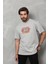 Bisiklet Yaka Baskılı Oversize T-Shirt - Gri 1
