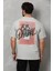 Bisiklet Yaka Baskılı Oversize T-Shirt - Gri 2