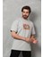 Bisiklet Yaka Baskılı Oversize T-Shirt - Gri 4