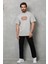 Bisiklet Yaka Baskılı Oversize T-Shirt - Gri 5