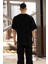 Bisiklet Yaka Baskılı Oversize T-Shirt - Siyah 2