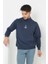 Unisex Yarım Boğazlı Baskılı Dokuma Triko - Indigo 1