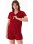 Kalp Desenli Gömlek Yaka Şortlu Pijama Takımı 1