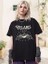 Kadın Bisiklet Yaka Baskılı T-Shirt - Siyah 3