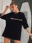 Kadın Bisiklet Yaka Baskılı T-Shirt - Siyah 1
