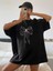 Kadın Baskılı Oversize T-Shirt - Siyah 4