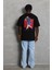 Oversize Baskılı Bisiklet Yaka T-Shirt - Siyah 1