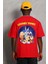 Oversize Baskılı Bisiklet Yaka T-Shirt - Kırmızı 5