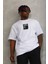 Oversize Baskılı Bisiklet Yaka T-Shirt - Beyaz 1