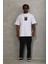 Oversize Baskılı Bisiklet Yaka T-Shirt - Beyaz 4