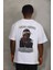 Oversize Baskılı Bisiklet Yaka T-Shirt - Beyaz 5